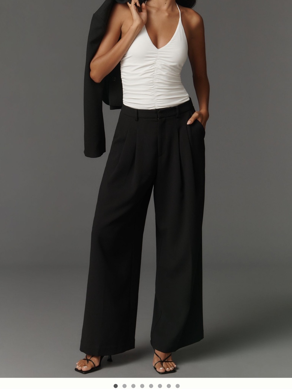 Mauve Wide-Leg Dark Navy Trousers